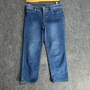Talbots Jeans Womens 8 Straight Crop Cotton Stretch Pockets Medium Wash Pockets
